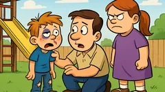 Joke: Little Pete comes home badly bruised